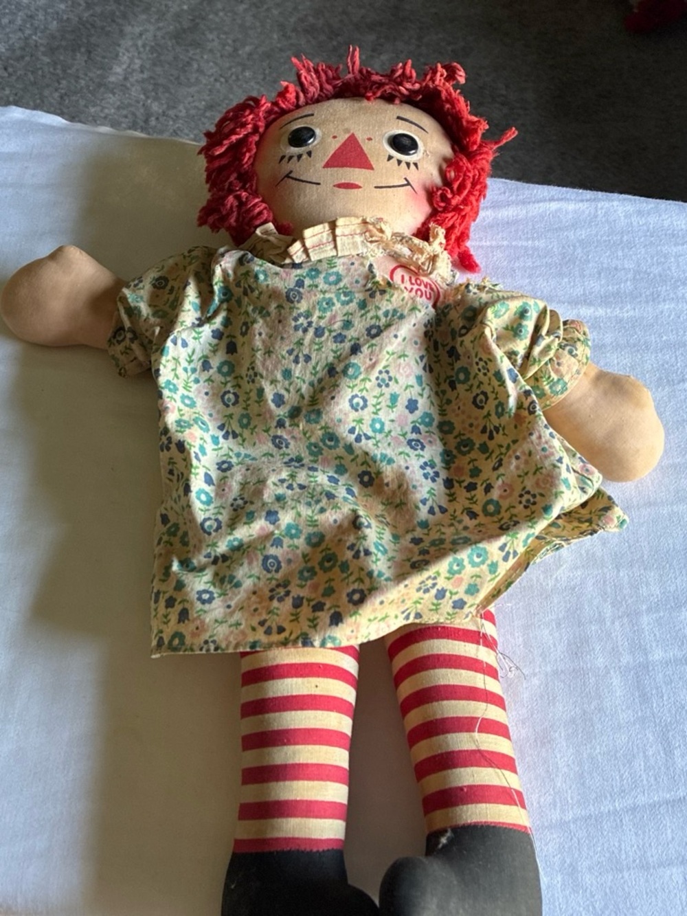 Red-Haired Rag Doll with Floral Dress - Plush Kids Toy